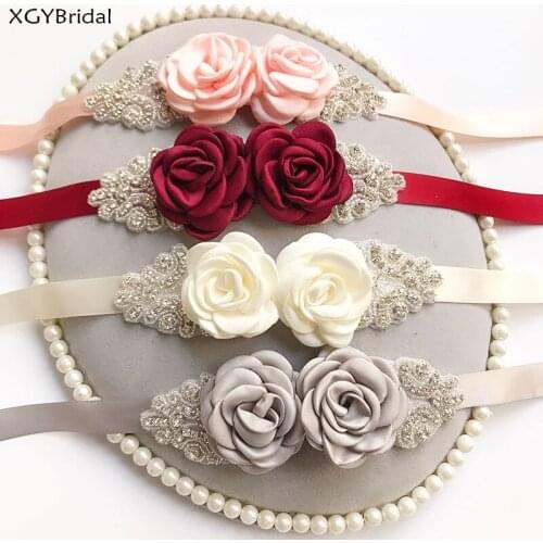 Bridal Flowers Belts For Women Bridal Prom Dress Floral Belt Crystals Wedding Rhinestone Wedding Accessories