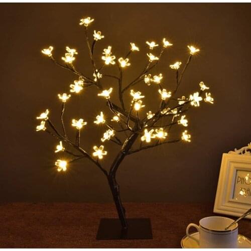 LED Cherry Blossom Tree Branches Light Table Night Lamps 24/36/48leds Flower Lantern for Wedding Festival Party Bedroom Decor