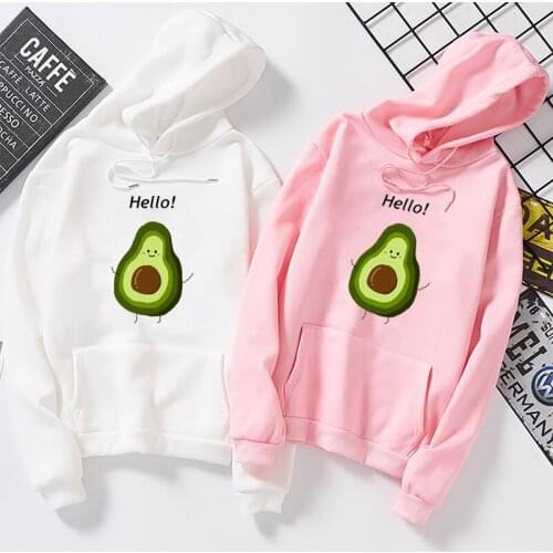 Harajuku Student Oversized Streetwear Sweatshirt Sudaderas Hoody Autumn Korean Fashion Avocado Letter Print Long Sleeve Hoodies