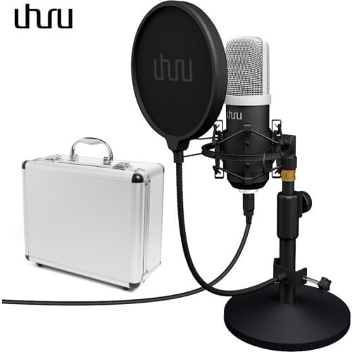 UHURU USB Microphone Kit 192KHZ/24BIT with Aluminum Case PC Condenser Podcast Microfono Streaming Mic Plug&Play for YouTube Game