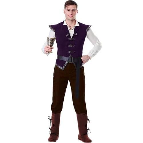 Medieval Vintage Man Shirt Renaissance Middle Age Printed Performance Costumes Mens Retro Knight Viking Cosplay Halloween Dress