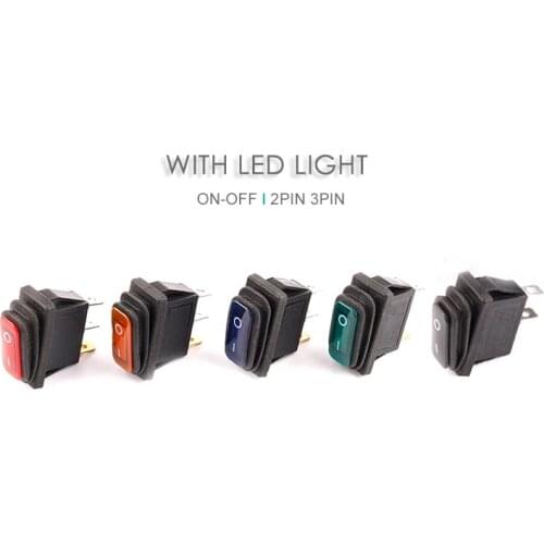 KCD3 Waterproof Rocker Switch on-off 2/3Pin 2 Position Power Electric Boat Marine Truck Rocker Switch With LED Light 31mmx14mm
