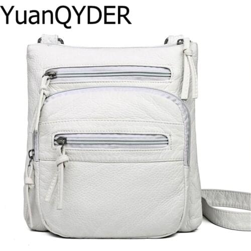 Small Soft Bag Casual Women Bag Purse Wash White Leather Shoulder Bag Handbag Adjustable Women Pocket Bag Ladies Messenger Bag