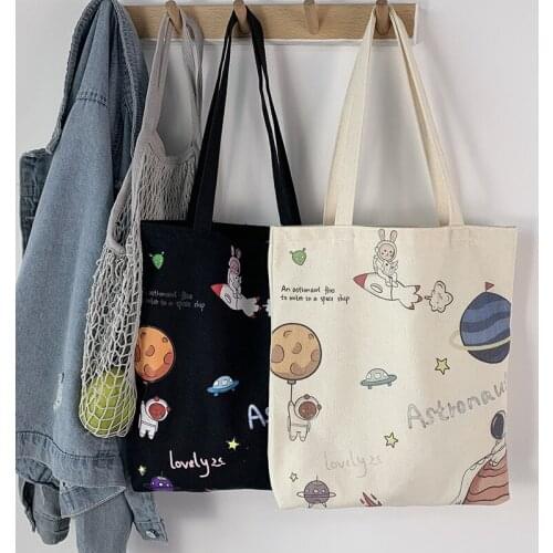 Womens Shoulder Bags Handbags Nordic Cute Cartoon Casual Tote Bags Vintage Large-capacity Fashion Canvas Bags Shopping Bags