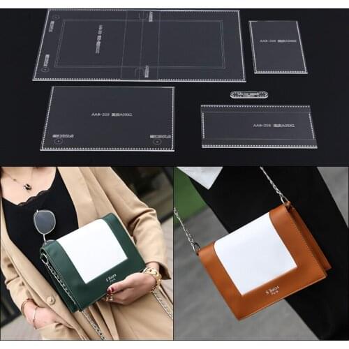 Leather Handmade Craft Women`s Shoulder Bag Sewing Pattern Acrylic Stencil Template Sewing Accessories With Holes 20x16x7cm