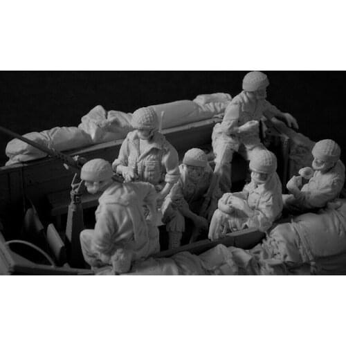 1/35 Resin Model Building Kit Figure Paratroopers (6 FIGURES NO CAR)