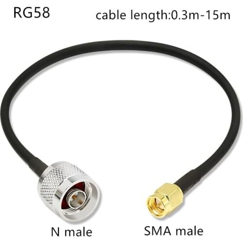 1pcs RG58 RF coaxial cable N male to SMA male adapter cable SMA male to N male jumper N to SMA extension cable pigtail