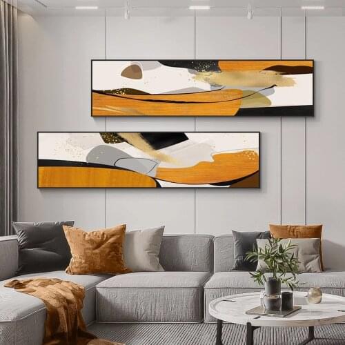 Abstract color canvas painting blocks orange black blue bedside poster prints modern image for living room bedroom home decor