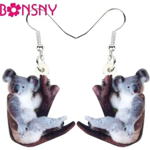 Bonsny Acrylic Sweet Australian Koala Bear Earrings Drop Dangle Fashion Animal Jewelry For Women Girls Gift Charms Accessories