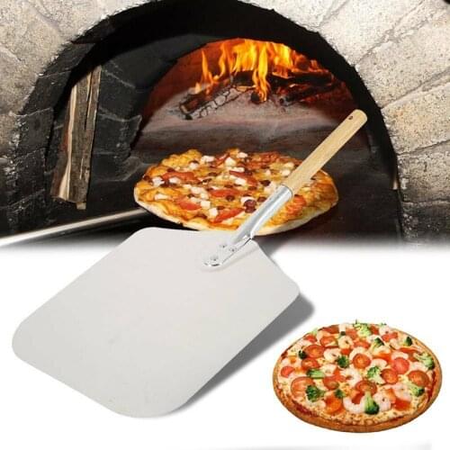 Aluminum Pizza Peel Shovel Pizza Spatula Long Wooden Handle Cake Shovel Pastry Tools Kitchen Cooking Accessories Bakeware