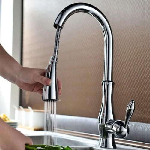 BC1210B copper smoked pull kitchen faucet hot and cold dish basin flower is aspersed double out of the faucet