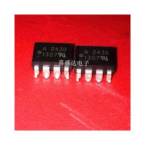 Free Shipping! 50PCS HCPL-2430-500E HCPL-2430 A2430 20 MBd High CMR Logic Gate Optocouplers SOP-8