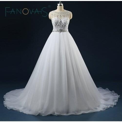 Beads Crystal Wedding Dresses Tulle Bridal Gowns Robe de Mariage Vestido DE Novia Luxury Wedding Gowns Ball Gowns For Bridal