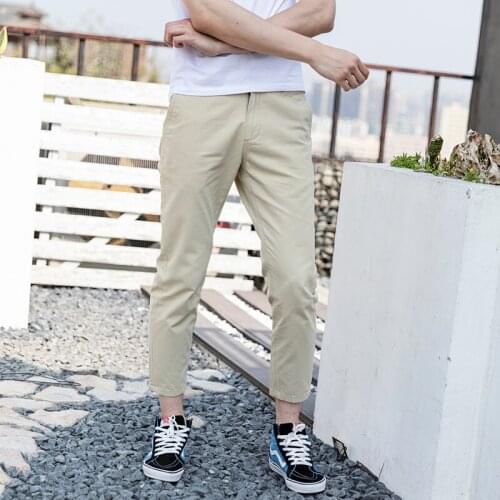 Spring Summer New Casual Pants Men Cotton Slim Fit Chinos Fashion Thin Ankle Length Trousers Male Brand Clothing Plus Size 28-38