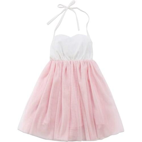 Princess Toddler Kids Baby Girls Lace Halter Tutu Long Maxi Tutu Dress Pageant Wedding Party Prom Birthday Dresses Vestidos 2-7Y