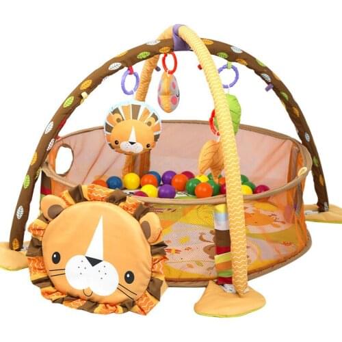 Lion Baby Play Mat 0-1 Year Playmat Gym Carpet Crawling Mat In The Nursery Turtle Toy Net Support 3-in-1 Marine Ball Pool Fence