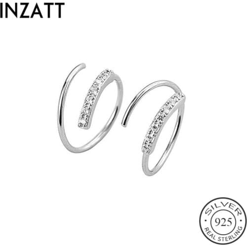 INZATT Real 925 Sterling Silver Geometric Zircon Hoop Earrings For Fashion Women Party Fine Jewelry Minimalist Cute Accessories