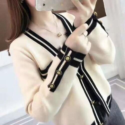 Women Autumn Cardigan With Button Warm V-Neck Fall Knitted Open Stitch Ladies High Quality Knit Sweater Female Sweaters Knitwear