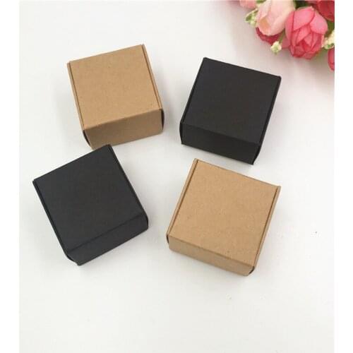 12pcs/Lot Many Color Kraft Paper Boxes 4x4x2.5cm For Bake Biscuits Packaging Handmade Container Storage Boxes Accept Customized