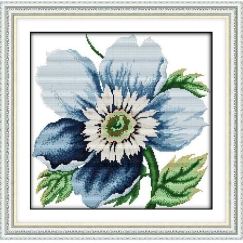 Plant flower series Cross stitch suit, blue large flowers in full bloom Handmade Chinese characteristics wholesale embroidery