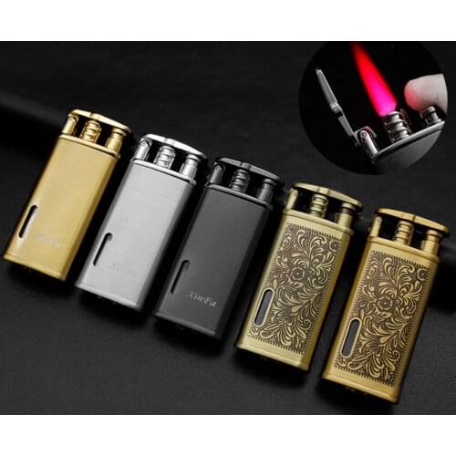 Creative inflatable gas cigarette lighter personal Windproof metal powerful turbo torch direct Jet flame butane igniter men gift