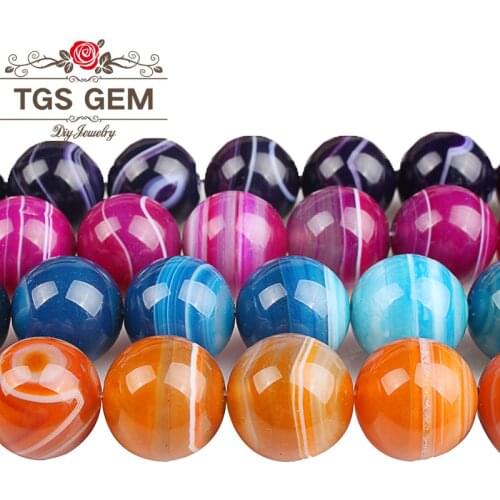 Natural Stone Purple Blue Rose Orange Stripe Agates Round Beads 20mm Big Ball Beads For Jewelry Making DIY Bracelet Necklace