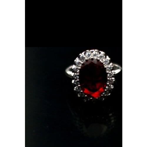 MADALENA SARARA One Carat Heart Shape AAAA Cubiz Zirconia Ring Sterling Silver 925 Ring Oval Shape Red Stone Ring