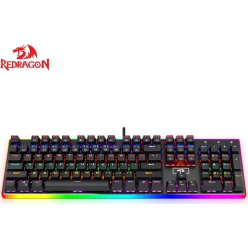 Redragon K577R Kali Mechanical Gaming Keyboard 104 Keys Wired Competitive Ergonomic Keyboard Actile Brown Switches for Esports