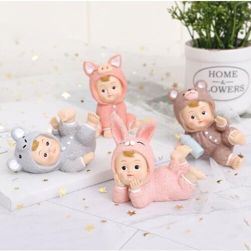 Cute Small Animal Pajamas baby Resin Crafts Sculpture Cake baking Party Dessert Desktop Ornament Car Decorations Child Gifts