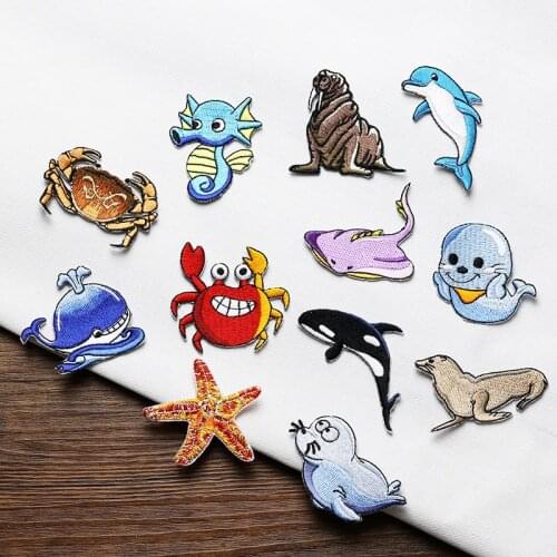 Cute Marine animal patch seals sea lion childrens clothing backpack decoration small applique small iron on patch