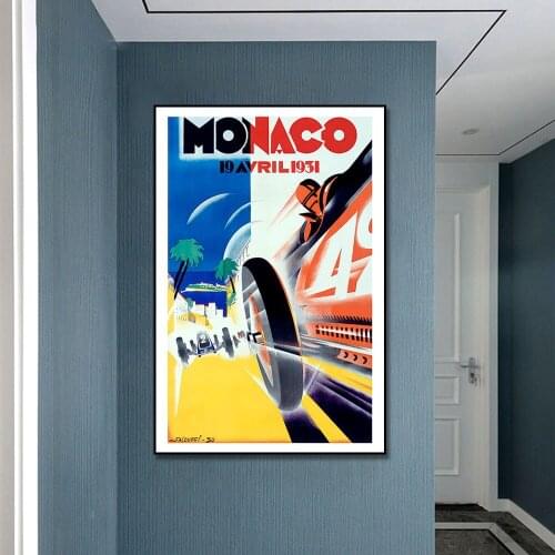 Monaco 19 AVRILI 1931 Car Poster On Canvas Painting Print Nordic Wall Art Picture For Living Noom Home Decoration Frameless