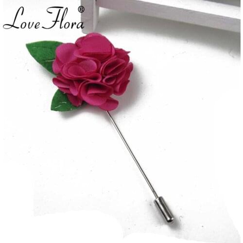 New men brooch flower lapel pin satin flowers pin wholesale 12 piece/lot wedding groomsman free shipping