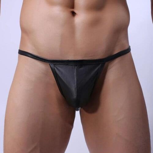 Sexy Gay Men Underwear Male Lingerie Jockstrap G String Thongs Mens Underpants Leather Solid Briefs Panties Jock Strap