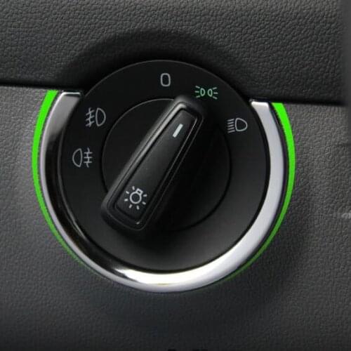 For VW Skoda Octavia A7 2015 headlight switch cover sticker stainless steel frame auto accessories