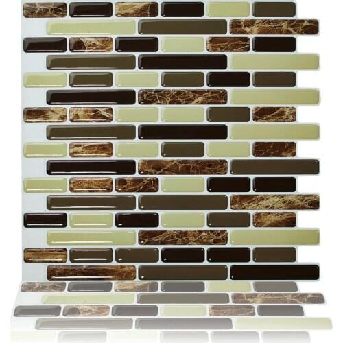 Wall Sticker Self-Adhesive Tile Mordern Style Wall Decals Bathroom Kitchen Home Decor, 10 Pieces