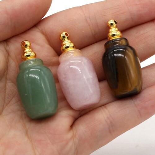 New Natural Stones Pendant Vase Shape Perfume Bottle Pendant Necklace Simple And Stylish for Jewelry Necklace Making 18x55mm