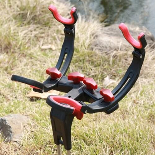 Fishing Rod Racks 360 Degree Adjustable Single/Double Turret Fishing Pole Holder Universal Fishing Rods Fix Pole Stand