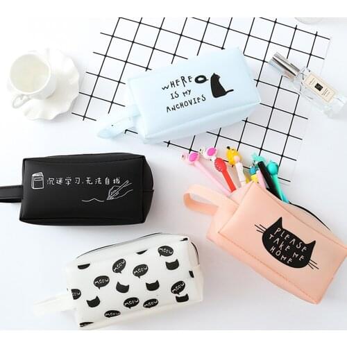 Portable Cartoon Pencil Case Storage Bag with Zipper Big Capacity Pen Bag Holder Makeup Pouch Stationery Organizer for School