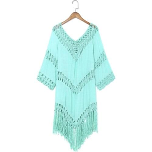 Sexy Tassel Cover Ups Tunic Swimsuit 2021 Beach Dress Tropical Hollow Out Beachwear Black Backless Summer Swimwear New