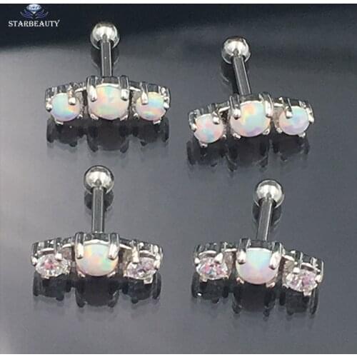 16G Fire OP17 Cartilage Earring 1.4*8mm Cartilage Studs Ear Piercing Jewelry Opal Zircon Earbone Piercing