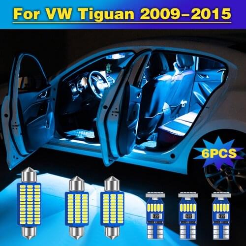 6pcs Error Free LED Bulb Car Interior Dome Reading Light Trunk Lamp For VW Tiguan 2009 2010 2012 2013 2014 2015