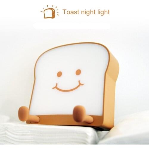 Toast Night Light Cute Bedroom Sleeping Desk Lamp Charging and Feeding Creative Pat Bedside Lamp
