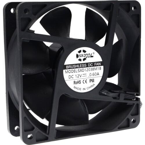 Waterproof 120mm 12cm(120X120X38mm) Cooling Fan DC12V 3600RPM High Airflow ,for Home Bathroom Grow Room Ventilation Vent