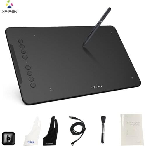 XP-Pen Deco 01 Digital Graphics Drawing Tablet with Battery-free Stylus and 8 shortcut keys 8192 levels pressure 2 PCS Glove