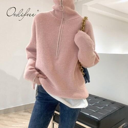 Ordifree 2021 Spring Autumn Streetwear Women Sweaters Knitted Pullovers Warm Thick Chic