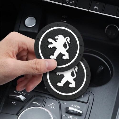 1/2 pcs Car Coaster Decoration Auto Accessories Water Cup Slot Case For Peugeot 208 308 408 508 2008 3008 Emblem Car Styling