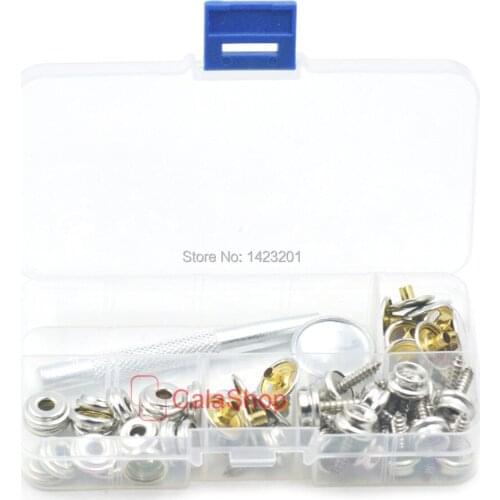 1 Box / Lot 15mm 5/8" Stainless Caps Sockets Snaps Fasteners Canopies Screw Studs Buckle With Tools For Tents Canvas Products