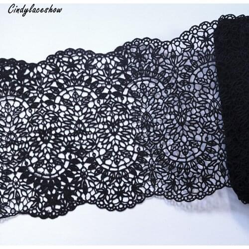 1Meter Black Hollowed embroidered lace Trim DIY sewing Lace fabric turban skirt curtain sofa guipure trims DIY craft decorations