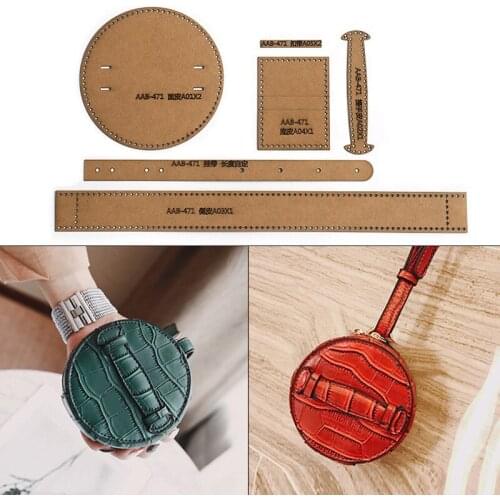 1Set DIY Kraft Paper Template Round Clutch Coin Purse Mini storage Bag Leather Craft Pattern DIY Stencil Sewing Pattern 11*11cm
