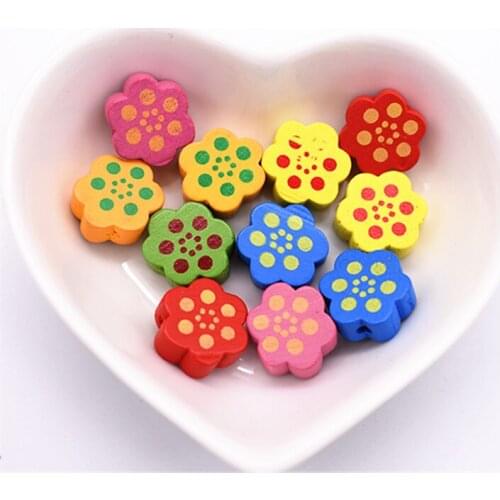 14MM 100pcs/lot Mixed Plum Shaped Wood Beads Bracelet Necklace DIY Jewelry Accessories Wholesale